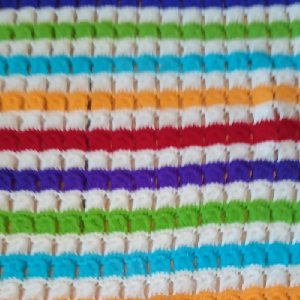 Vintage Handcrafted Multicolor Striped Throw Blanket